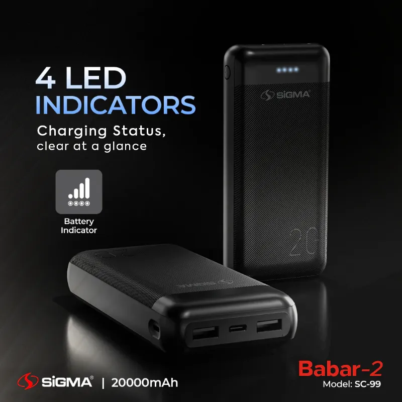 π 830 - SiGMA BABAR-2 Power Bank 20,000mAh, 2.1A (SC-99)
