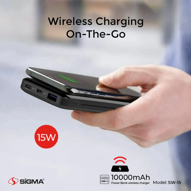 π 837 - SiGMA Wireless Power Bank 10,000mAh, 20w PD (SW-15)