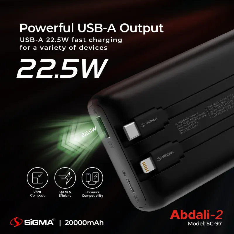 π 833 - SiGMA ABDALI-2 Power Bank 20,000mA, 22.5w (SC-97)