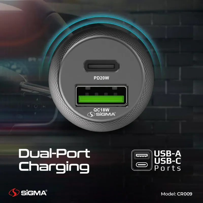 π 844 - SiGMA Car Charger, 20w (CR009)