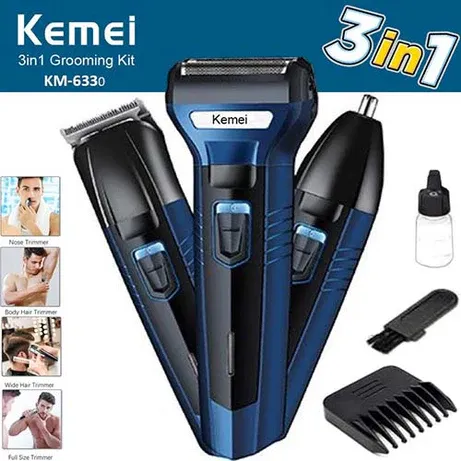 🆔 32 - Kemei 3 in 1 Professional Rechargeable Hair Trimmer & Shaver (KM-6330) . . . . . . . . . . . . . . . . . . . . . . . . . . . . . . . . . . . . . . . . . . . . . . . . . . . . . . . . . . . . . . . . . . . . . . . . . . . . . . . . 🔴#Tags, (Kemei KM6333 Grooming Set, 3in1 Rechargeable Trimmer, Nose Ear Hair Shaver, Professional Beard Clipper, Electric Men’s Grooming Kit)