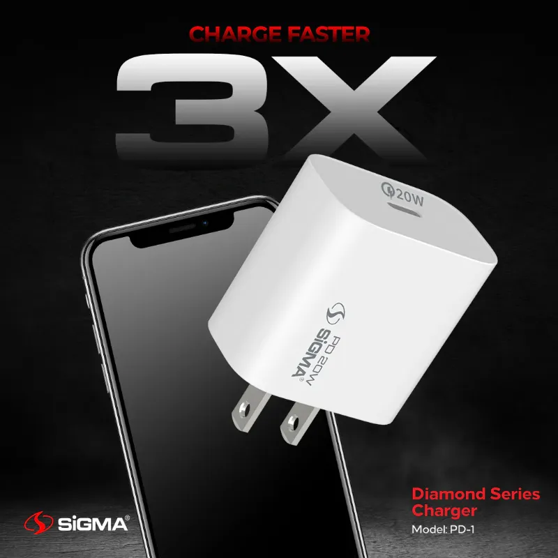 π 852 - SiGMA Diamond Series Mobile Charger, 20w (PD-1)
