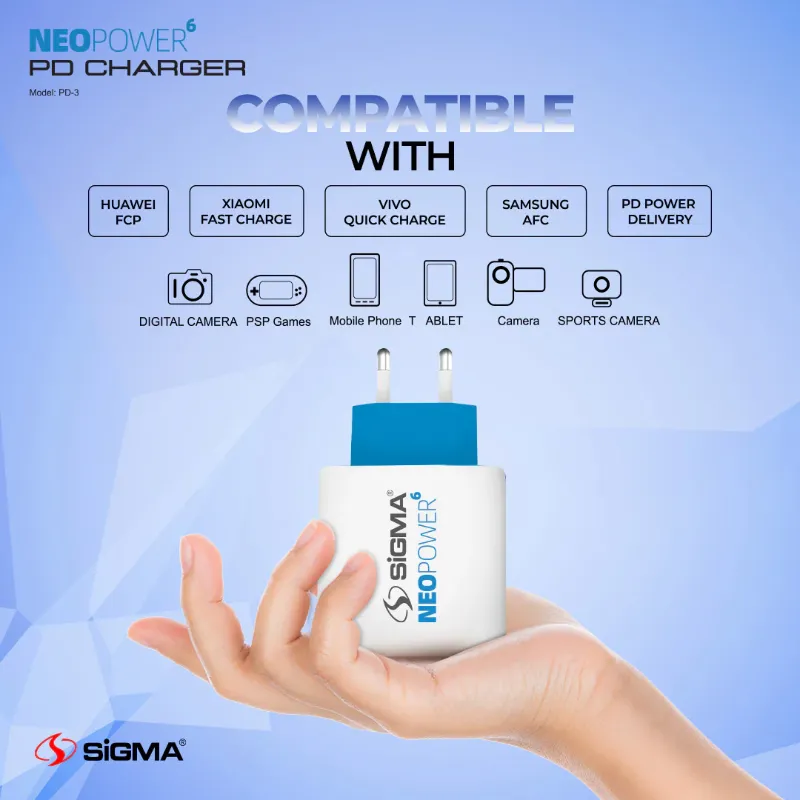 π 846 - SiGMA NEO POWER-6 Mobile Charger, 33w (PD-3)