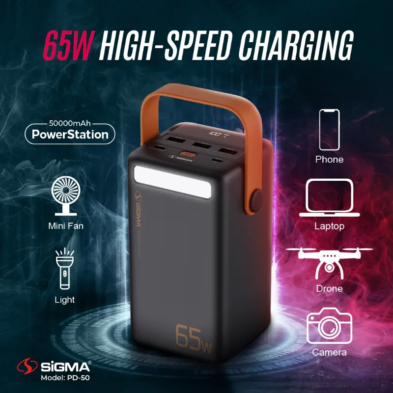 🆔 828 - SiGMA Power Bank 50,000mAh, 65w (PD-50)