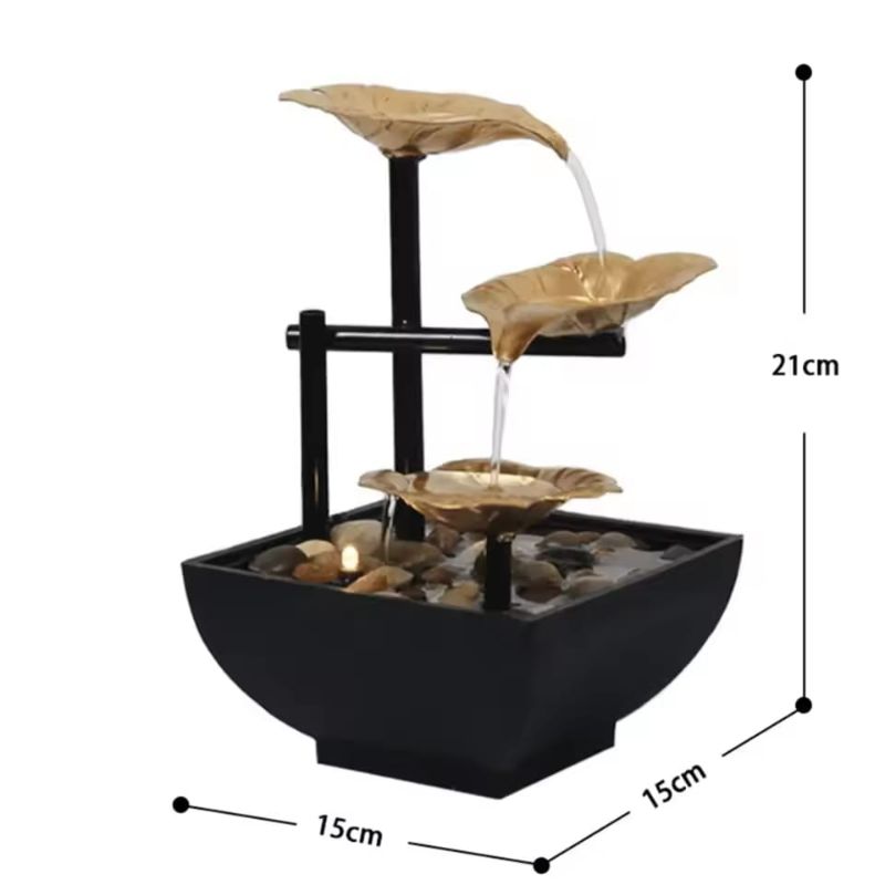 🆔 004 - Lotus Leaf Desktop Mini Indoor 3 Layer Fountain with Automatic Pump & Reflective Lighting . . . . . . . . . . . . . . . . . . . . . . . . . . . . . . . . . . . . . . . . . . . . . . . . . . . . . . . . . . . . . . . . . . . . . . . . . . . . . . . . 🔴#Tags, (Desktop Fountain, Tabletop Waterfall, Meditation Decor, Reflective Lighting, Decoration, Office)