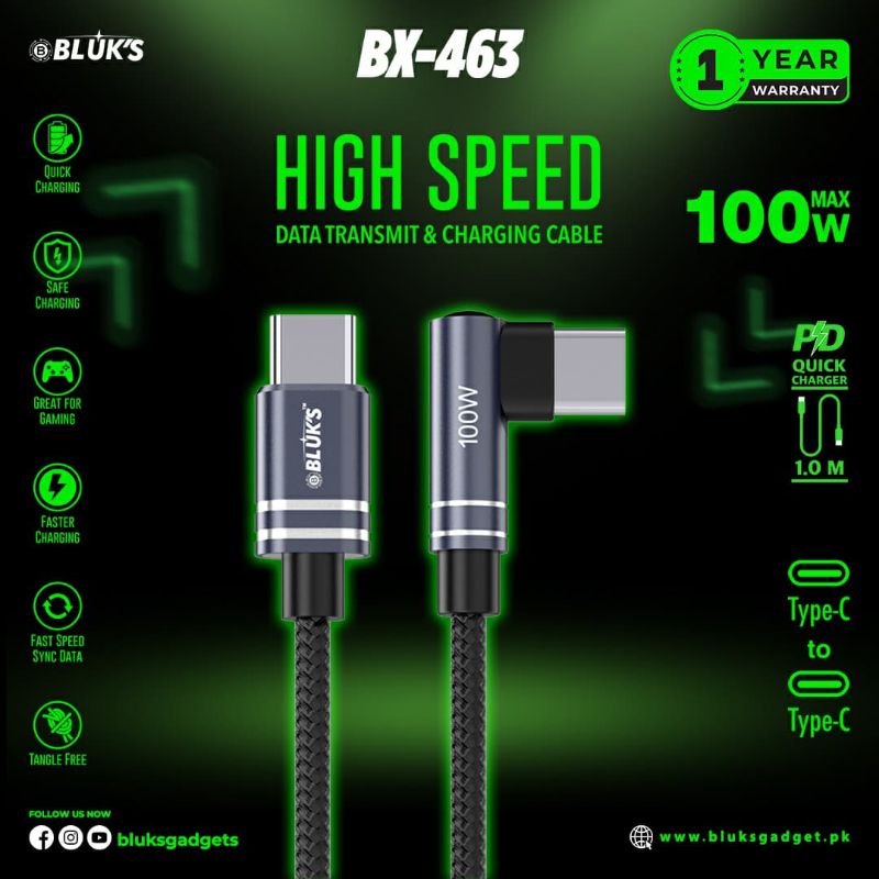 🆔 786 - BLUK's PD Cable 100w (BX-463) . . . . . . . . . . . . . . . . . . . . . . . . . . . . . . . . . . . . . . . . . . . . . . . . . . . . . . . . . . . . . . . . . . . . . . . . . . . . . . . . 🔴#Tags, (Mobile, Cable)