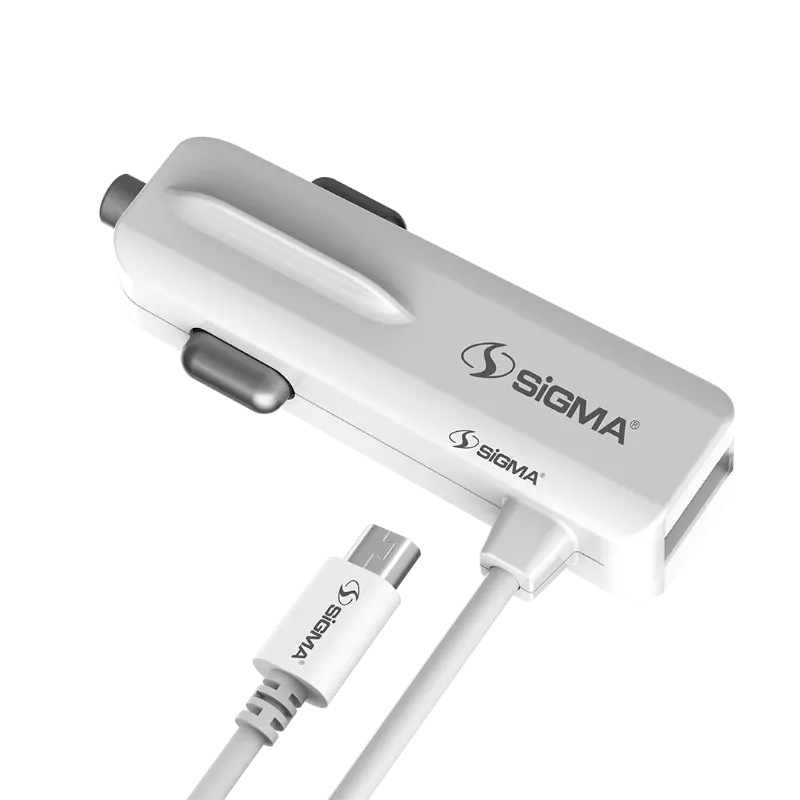 π 841 - SiGMA Car Charger with Built-in Micro Cable, 2.0A (CR001)