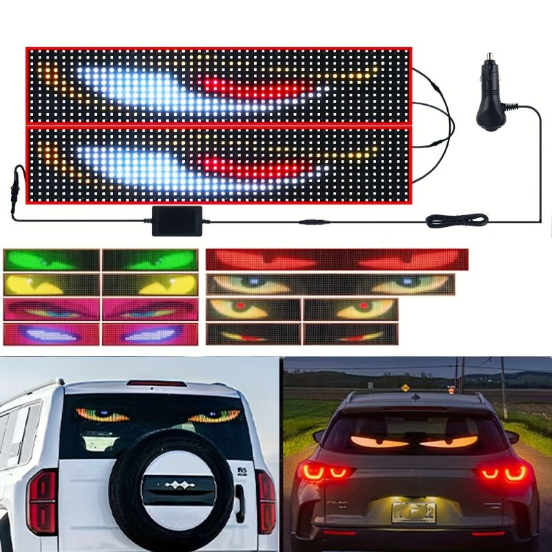 🆔 30 - Car LED Matrix Panel Devil Eyes Programmable and Flexible (Size - 10.5 x 5 inch) . . . . . . . . . . . . . . . . . . . . . . . . . . . . . . . . . . . . . . . . . . . . . . . . . . . . . . . . . . . . . . . . . . . . . . . . . . . . . . . . 🔴#Tags, (DIY Flexible LED Screen, Car Window Display Panel, Bluetooth App Remote Control, IP65 Waterproof Light, Customizable Pixel Animation)