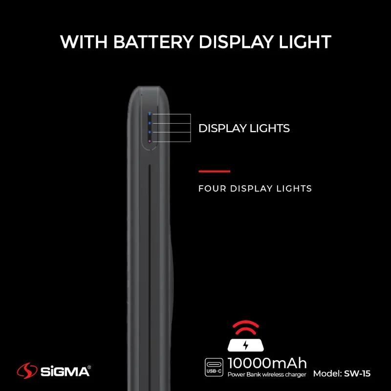 π 837 - SiGMA Wireless Power Bank 10,000mAh, 20w PD (SW-15)