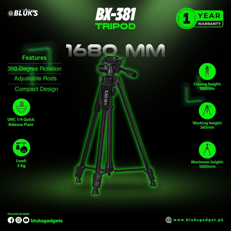 π 793 - BLUK's Tripod Stand (BX-381) . . . . . . . . . . . . . . . . . . . . . . . . . . . . . . . . . . . . . . . . . . . . . . . . . . . . . . . . . . . . . . . . . . . . . . . . . . . . . . . . π΄#Tags, (Vlogging, Media, Photography)