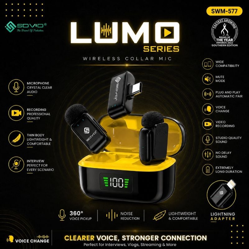 🆔 327 - SOVO LUMO Dual Wireless Microphone with Case (Model-SWM-577)  . . . . . . . . . . . . . . . . . . . . . . . . . . . . . . . . . . . . . . . . . . . . . . . . . . . . . . . . . . . . . . . . . . . . . . . . . . . . . . . . 🔴#Tags,(Wireless Lavalier Microphone, Dual Wireless Mic, SOVO Lumo Microphone, USB C Wireless Mic, Noise Cancelling Microphone)