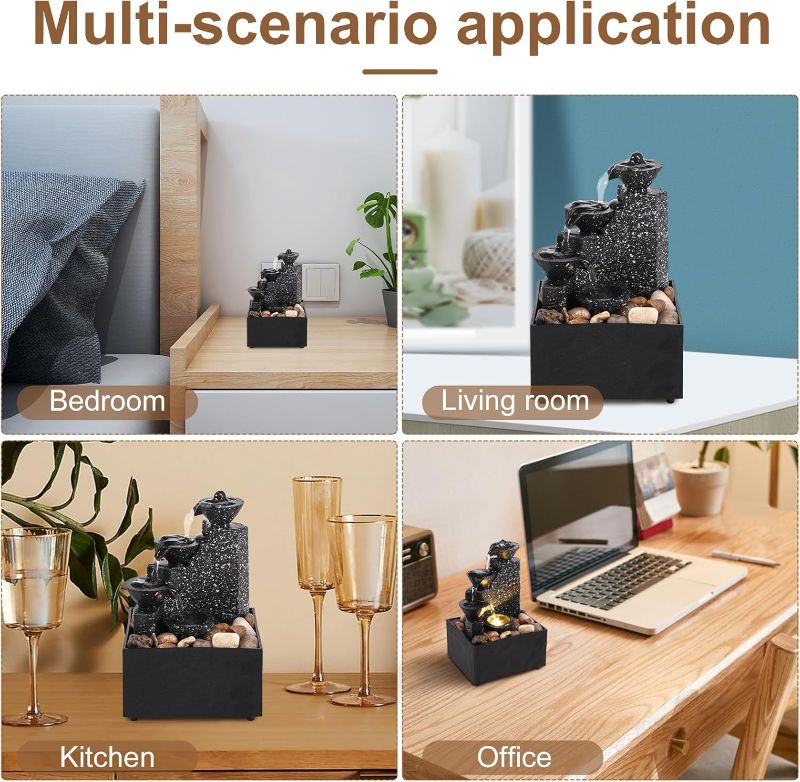 🆔 002 - Mini Desktop Indoor Fountain Waterfall with LED + Silent Pump . . . . . . . . . . . . . . . . . . . . . . . . . . . . . . . . . . . . . . . . . . . . . . . . . . . . . . . . . . . . . . . . . . . . . . . . . . . . . . . . 🔴#Tags, (Waterfall Tabletop Decor, Relaxing LED Ambience, FengShui Compact Design, USB Battery Operated Fountain, Home Office Meditation Accessory)
