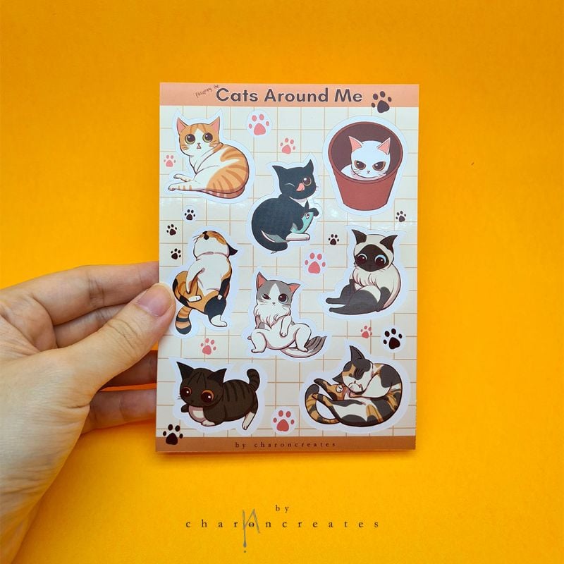 Chibi cats sticker sheet