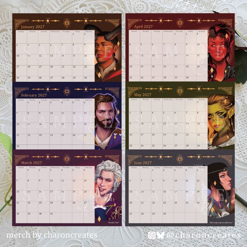 BG3 2027 desk calendar