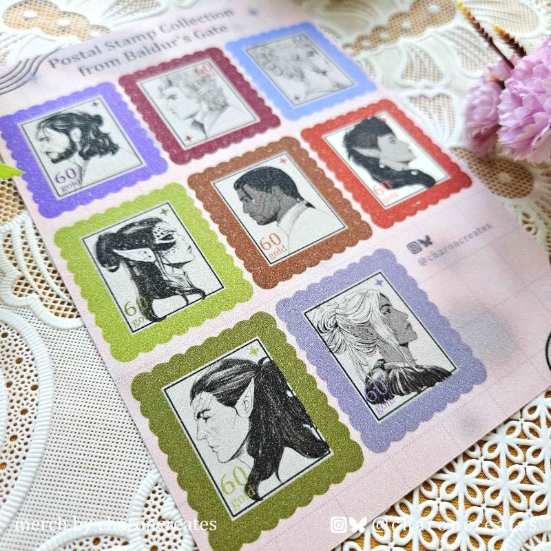 BG3 companion postal stamp sticker sheet