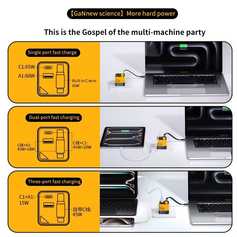 Retractable 65W GaN Charger