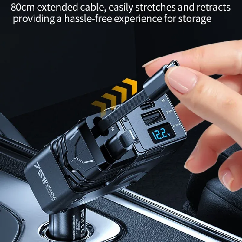75W Retractable Car Charger