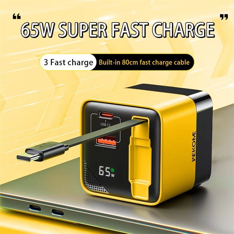 Retractable 65W GaN Charger