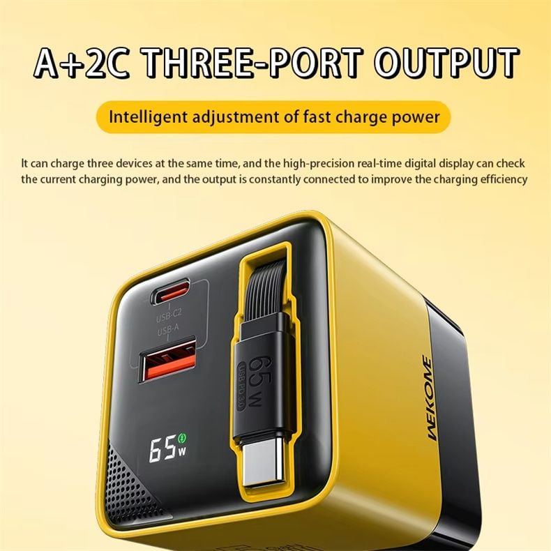 Retractable 65W GaN Charger