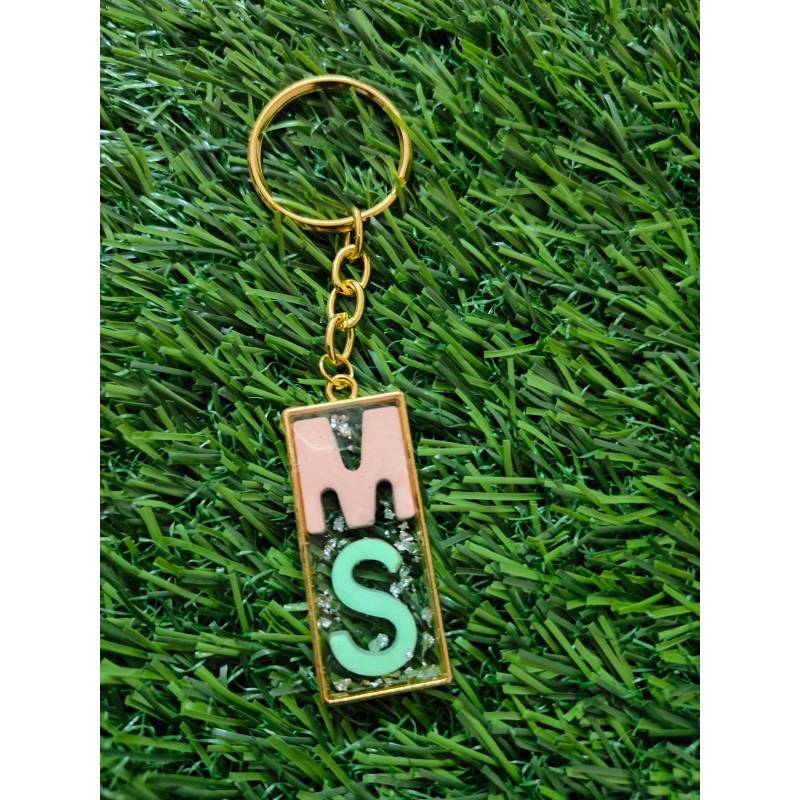 Bezel Double Letter Keychain