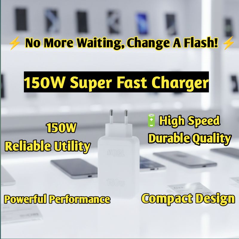 150W Super Fast Charger High Speed Charging Durable Quality Compact Design Reliable Utility Powerful Performance (Without Cable)
