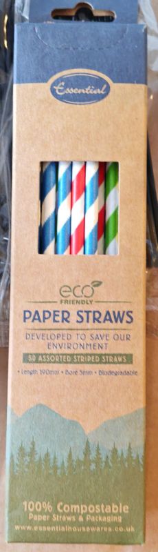 Bio Ware 8 mm Multicolor Paper Straw  *** 50 nos ** ( 20% Vat Included )