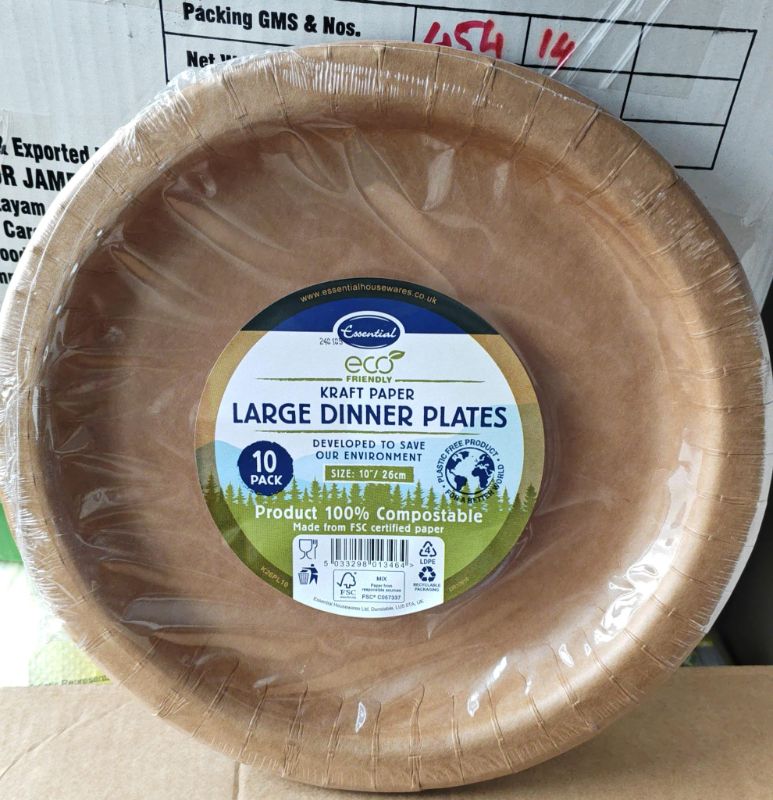 Essential 26 cm Kraft Large Paper Plates   *** 10 nos *** 20 % VAT