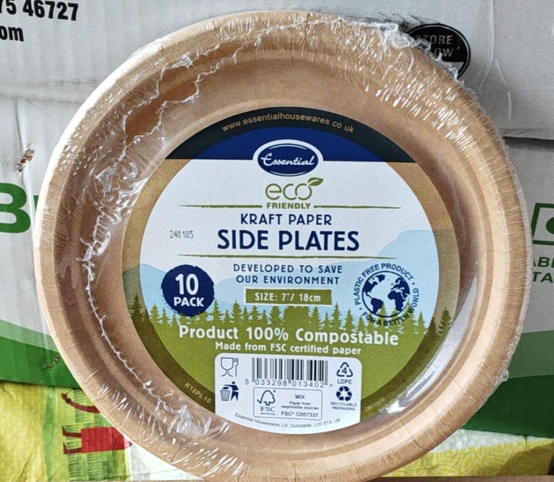 Essential 22 cm Kraft Large Paper Plates   *** 10 nos *** 20 % VAT