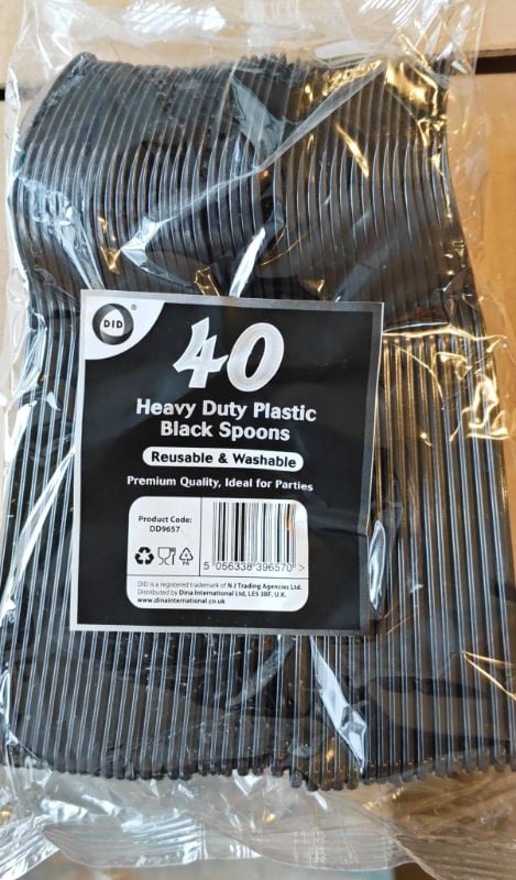 Dina Plastic  Black Spoons  **** 40 nos *** 20 % VAT