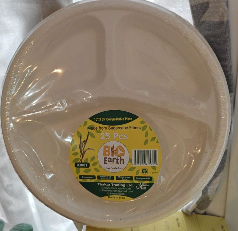 Bio Ware 10/3 Compartment Round Plates *** 25 nos ** ( 20% Vat Included )