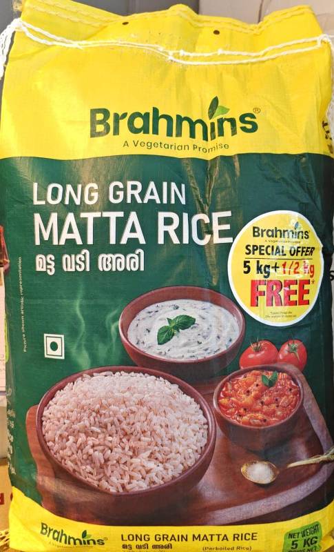 Bramins Long Grain Vadi Matta Rice 5 Kg + Half Kg Extra )