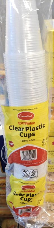 Essentil Clear SV Plastic Cups  50pcs ( Including 20% VAT )