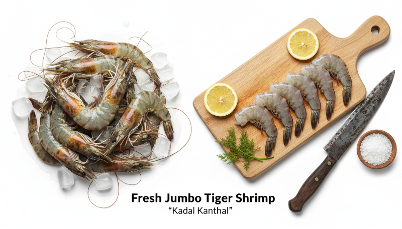 Fresh Jumbo Shrimp  'Tiger Prawns'-Whole Fish