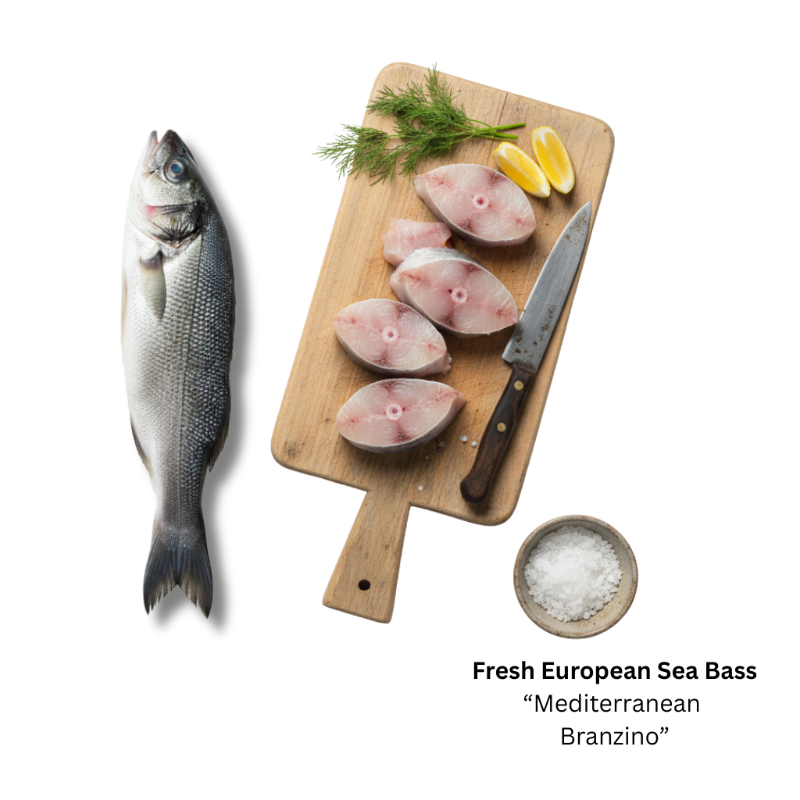 Fresh European Sea Bass  'Mediterranean Branzino' (Steak Cut)