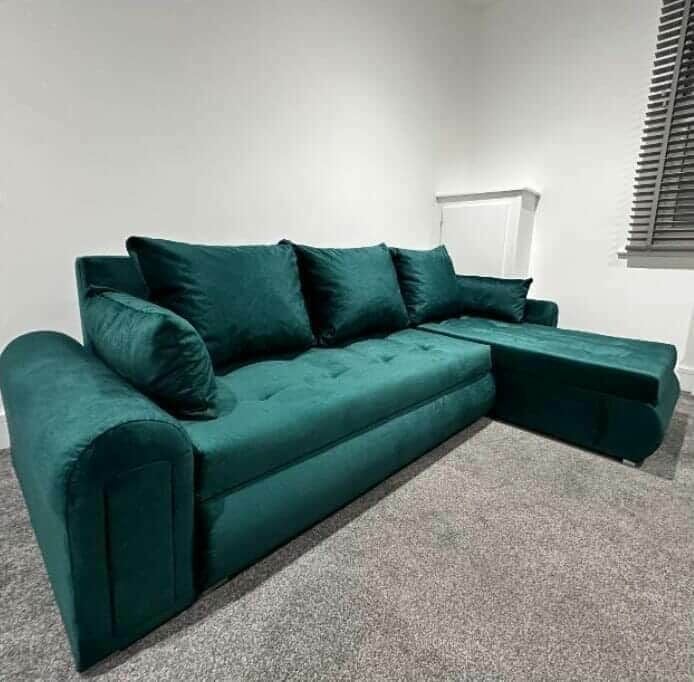 Berlin Left & Right Arm Sofa Bed Green Pulled Out Corner Sofa Bed