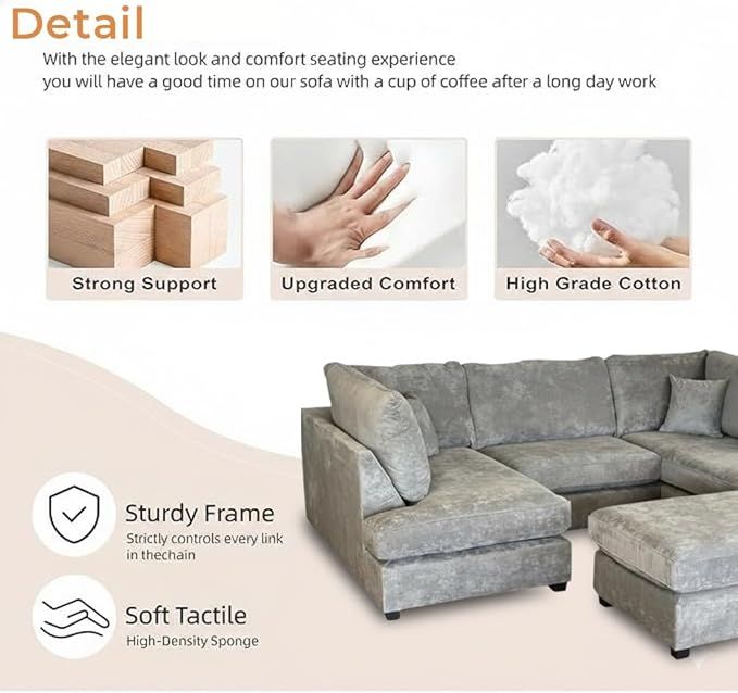 Carnaby Corner  U-Shape Sofa GREY Sectional Couch Sofa Bed