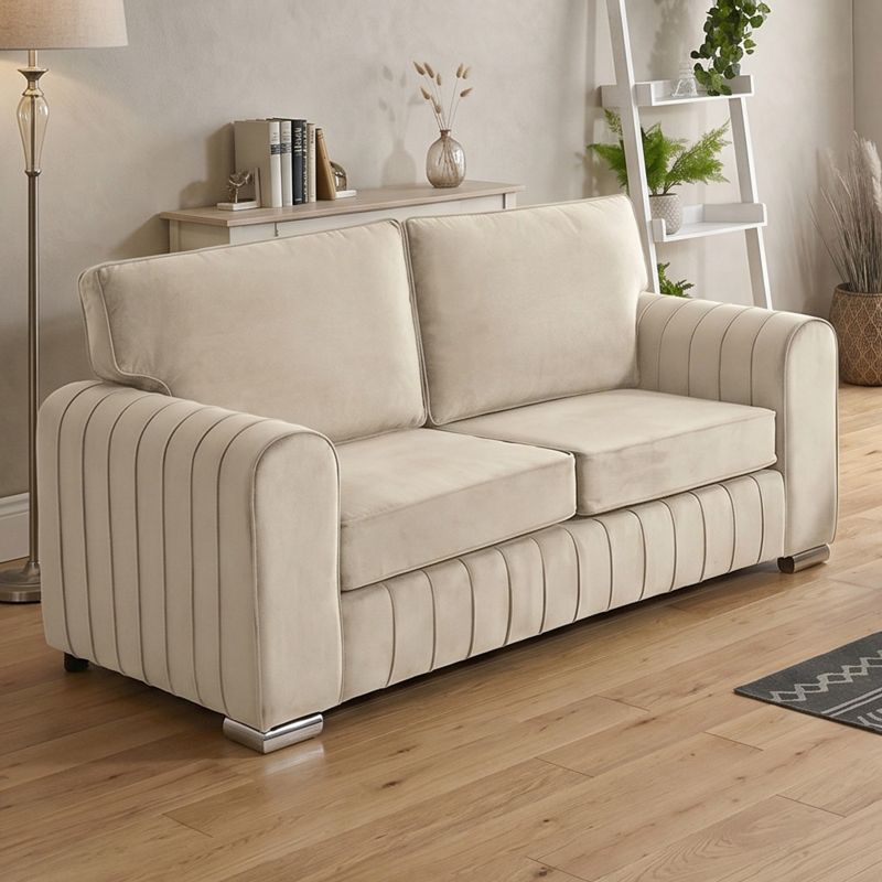 Lofty Lilly Sofa's 3 Seater 2 Seater Cream Sofa Set Moder Plush Velvet Couches