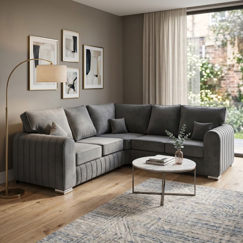GREY  Lilly Corner 5 Seater Sofa