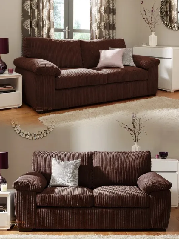 3 Seater 2 Seater Jumbo Cord 3+2 Sofa Suite full Back Amalfi Style