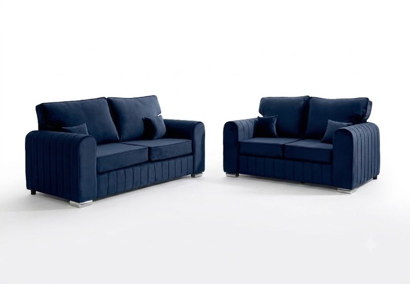 Blue 3 seater 2 seater sofa suite lilly style 3 seater & 2 seater High Back  sofa