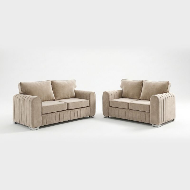 Beige Neutral Lilly 3+2 Seater Sofa Suite 3 Seater 2 Seater couch