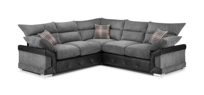Logan 5-Seater Corner Sofa – Luxury Jumbo Cord & Leather 2C2 Design | High Back Modern Living Room Settee