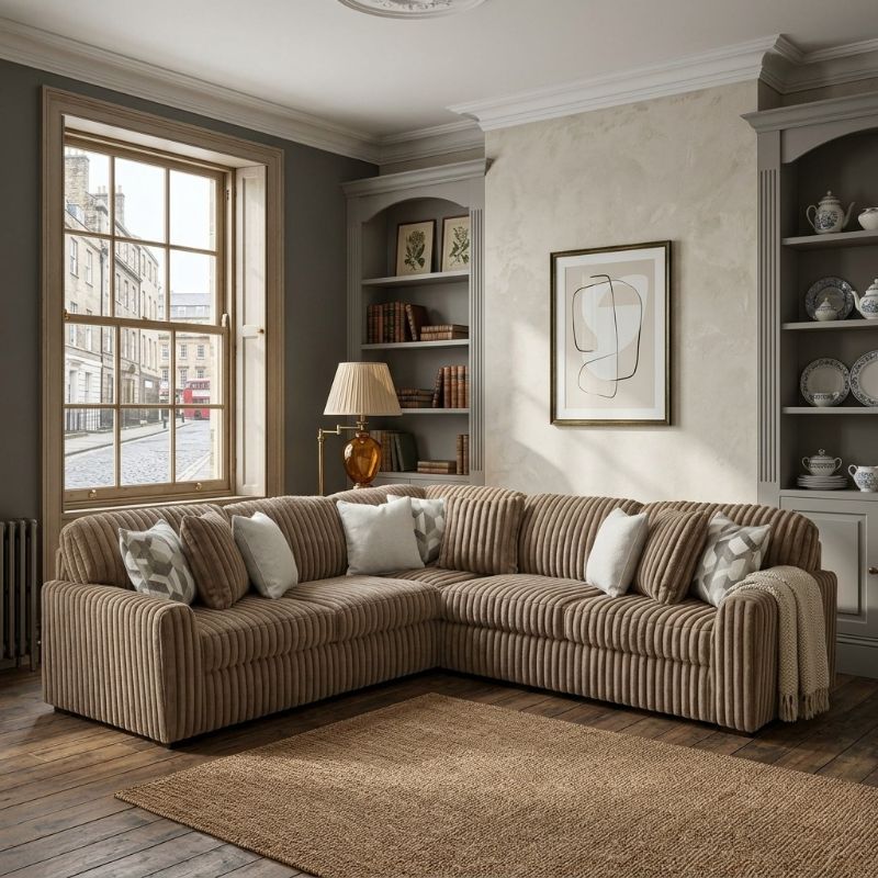 Stupendous 2C2 Beige Sectional 3 Piece Sofa