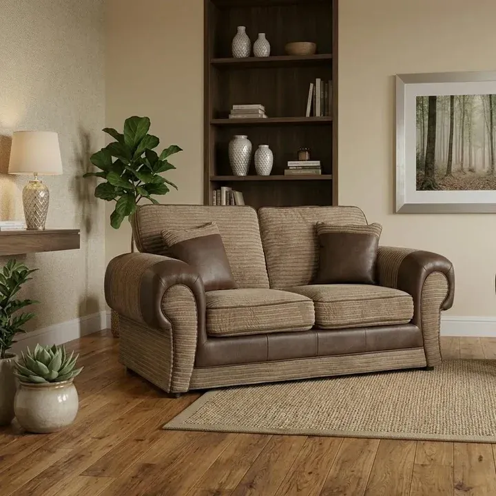 Beige 3 Seater 2 Seater Jumbo Cord Tango Sofa Suite