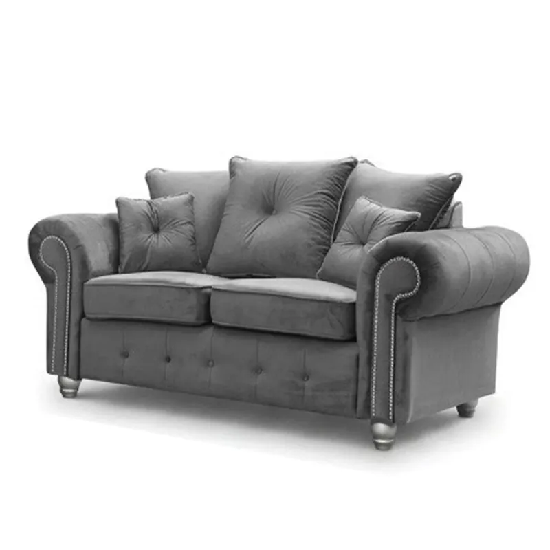 Ashwin Grey 2 Seater Chesterfield Sofa