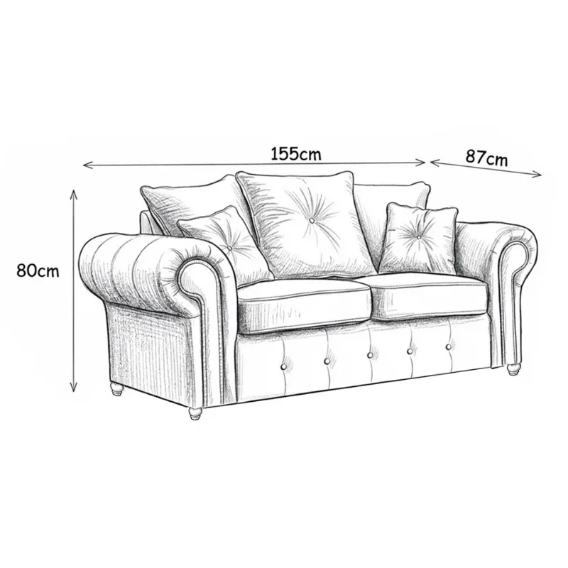 2 Seater Sofa Nicole Chesterfield Black Couch