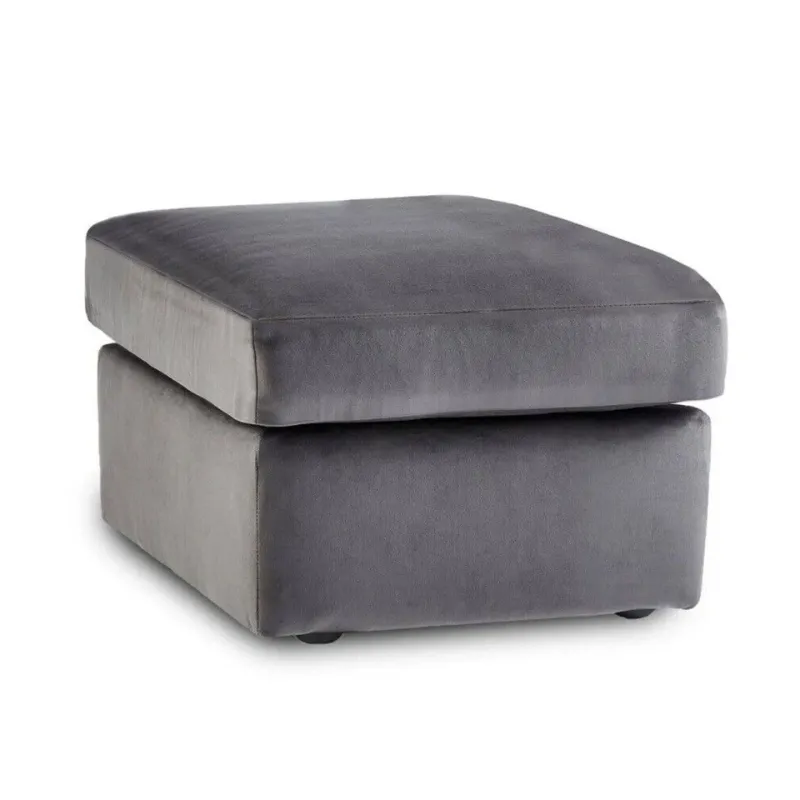 Grey Plush Velvet Footstool