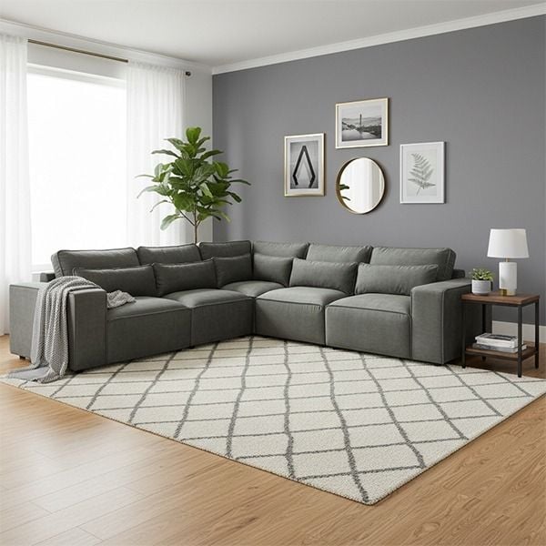 Contemporary Sloane 5 Seater Sofa with Luxe Comfort Finish Full Back Grey Couch Ideal for Modern Home Interiors