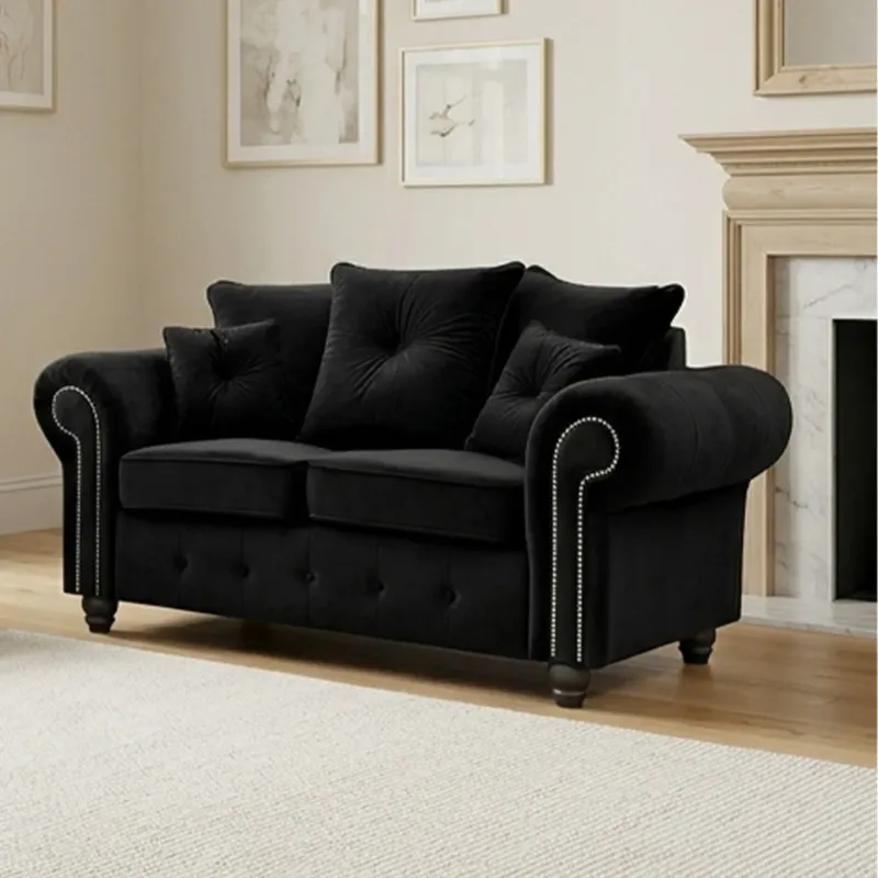 2 Seater Sofa Nicole Chesterfield Black Couch