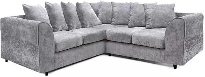 Alaska Light Grey Corner Settee – Dual Arm 2C2 Modular Scatter Back Couch – Soft Upholstered Sectional Sofa Suite for Living Room